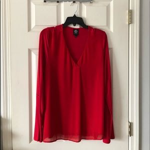 Blouse, red silk with inside lining